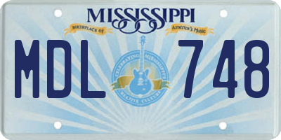 MS license plate MDL748