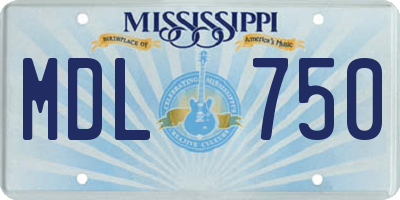 MS license plate MDL750