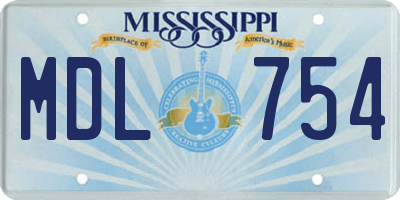 MS license plate MDL754