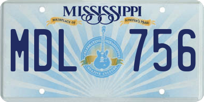 MS license plate MDL756