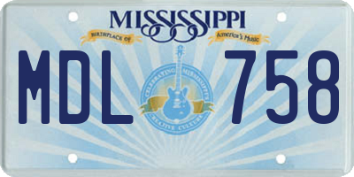 MS license plate MDL758