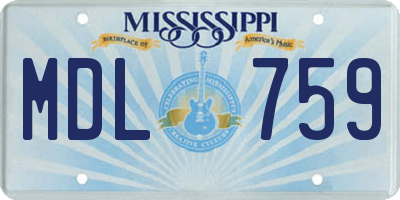 MS license plate MDL759