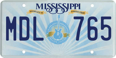 MS license plate MDL765