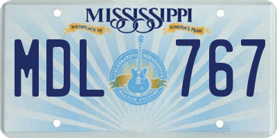 MS license plate MDL767
