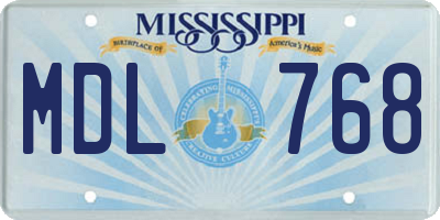 MS license plate MDL768