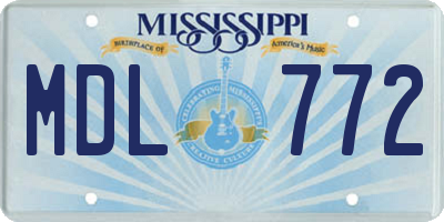 MS license plate MDL772