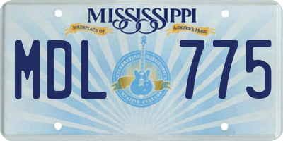 MS license plate MDL775