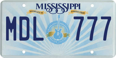 MS license plate MDL777