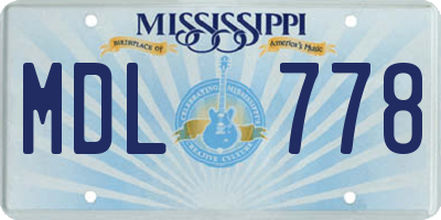 MS license plate MDL778