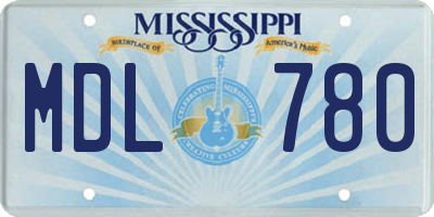 MS license plate MDL780