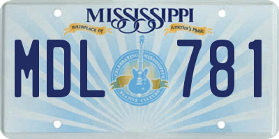 MS license plate MDL781