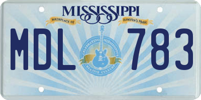 MS license plate MDL783