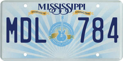 MS license plate MDL784