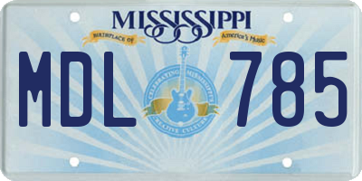 MS license plate MDL785