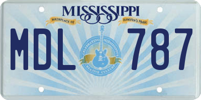 MS license plate MDL787