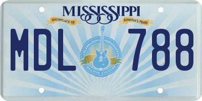 MS license plate MDL788