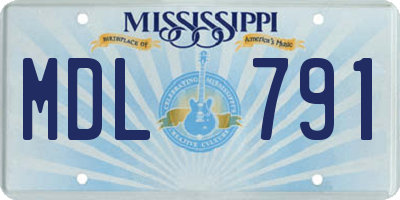 MS license plate MDL791