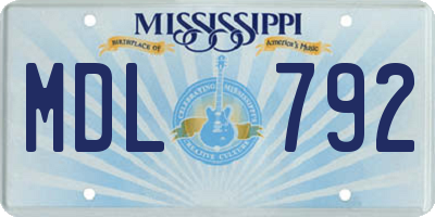 MS license plate MDL792