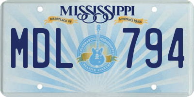 MS license plate MDL794