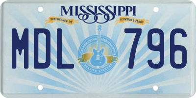 MS license plate MDL796