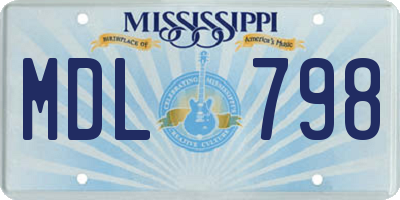 MS license plate MDL798