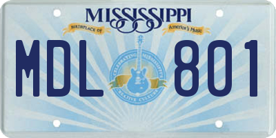 MS license plate MDL801