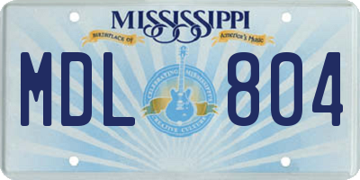 MS license plate MDL804