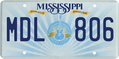 MS license plate MDL806