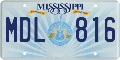 MS license plate MDL816