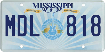 MS license plate MDL818