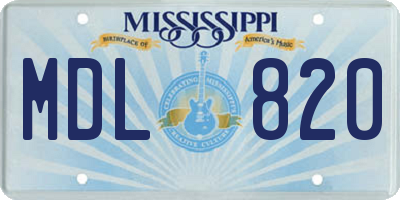 MS license plate MDL820