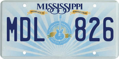 MS license plate MDL826