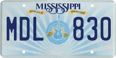 MS license plate MDL830