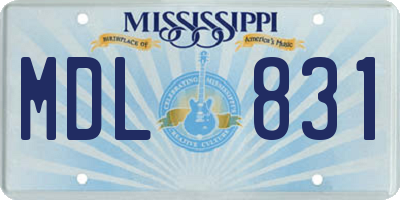 MS license plate MDL831