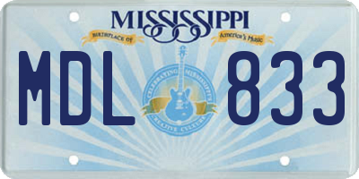 MS license plate MDL833