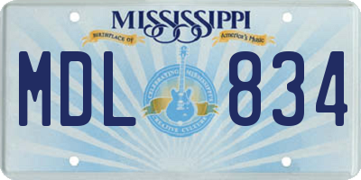 MS license plate MDL834