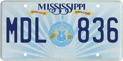MS license plate MDL836