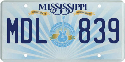 MS license plate MDL839