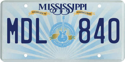 MS license plate MDL840