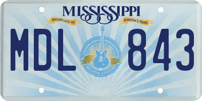 MS license plate MDL843