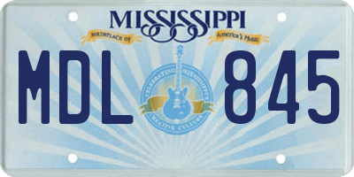 MS license plate MDL845