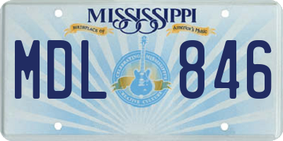 MS license plate MDL846