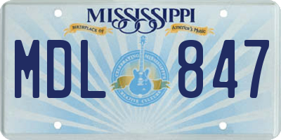 MS license plate MDL847