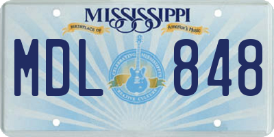 MS license plate MDL848