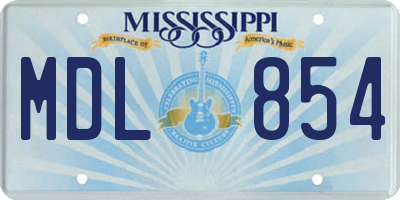 MS license plate MDL854