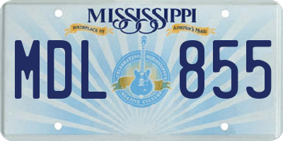 MS license plate MDL855