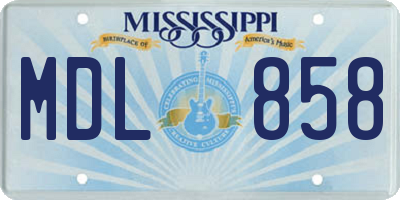 MS license plate MDL858