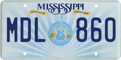 MS license plate MDL860