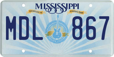 MS license plate MDL867