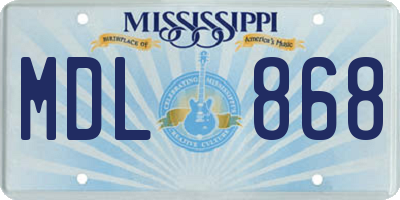 MS license plate MDL868